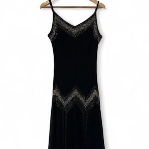 Vintage JKARA Black and Silver Maxi Dress